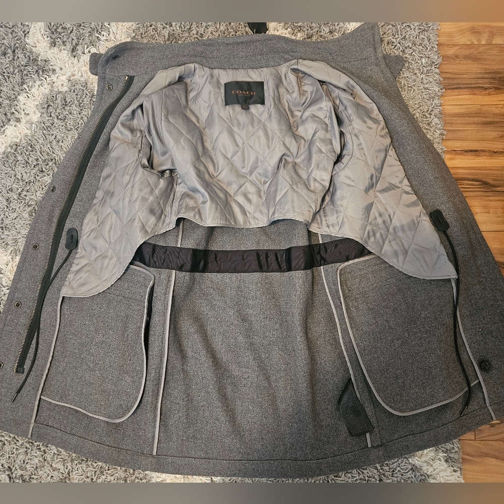 Coach Wool Parka Coat w/ Leather Trim Size XS (FITS LIKE A MEDIUM PtP 22") - Picture 6 of 9